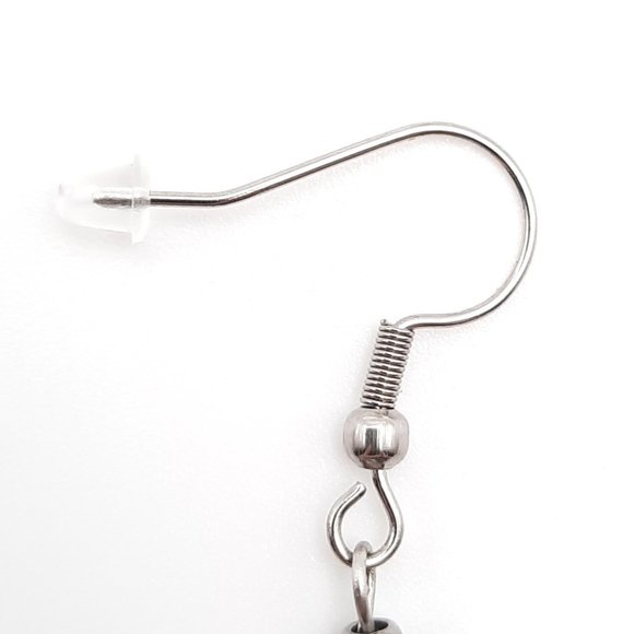 Black Jasper Chakra Healing Gemstone Dangle Drop Earrings Handmade Jewelry - Picture 3 of 7